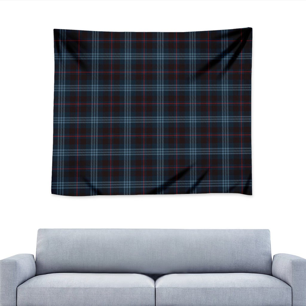 Dark Blue Tartan Pattern Print Tapestry