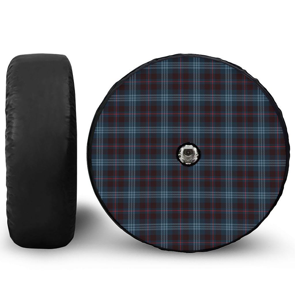 Dark Blue Tartan Pattern Print Tire Cover With Camera Hole