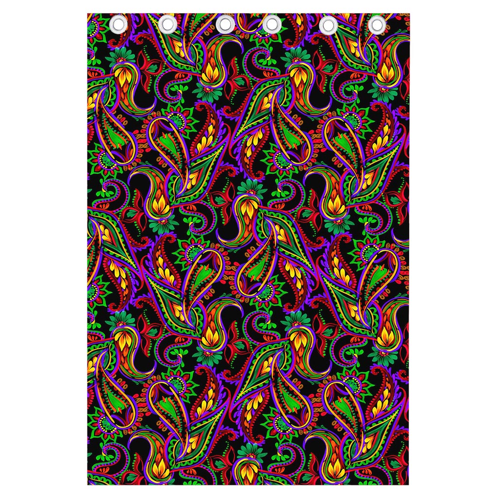 Dark Bohemian Paisley Pattern Print Curtain