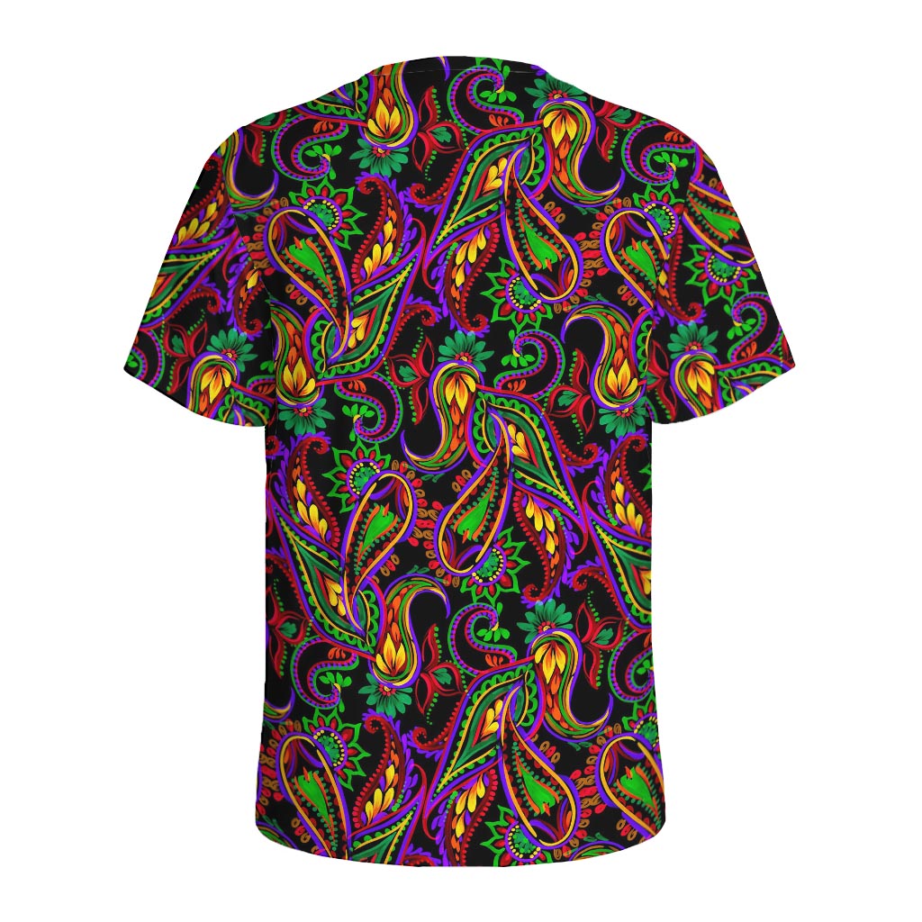 Dark Bohemian Paisley Pattern Print Men's Sports T-Shirt