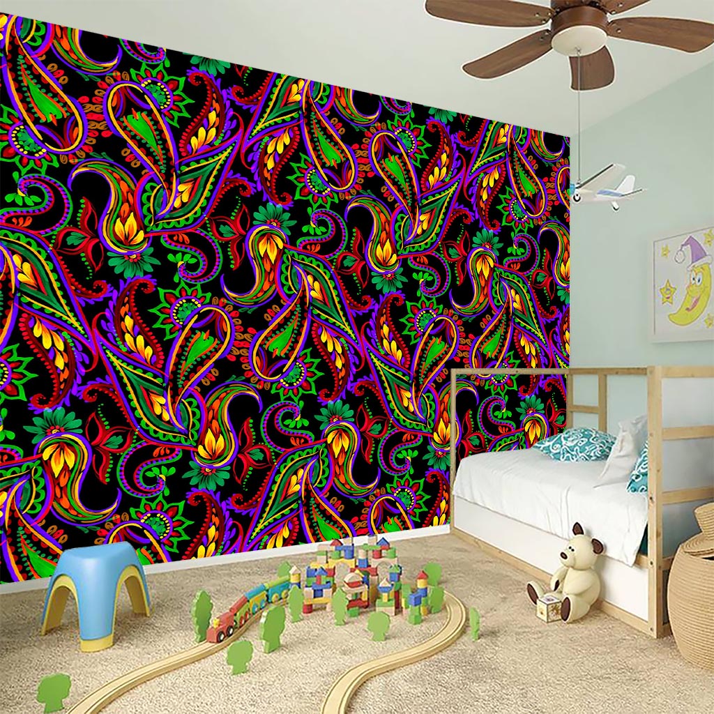 Dark Bohemian Paisley Pattern Print Wall Sticker