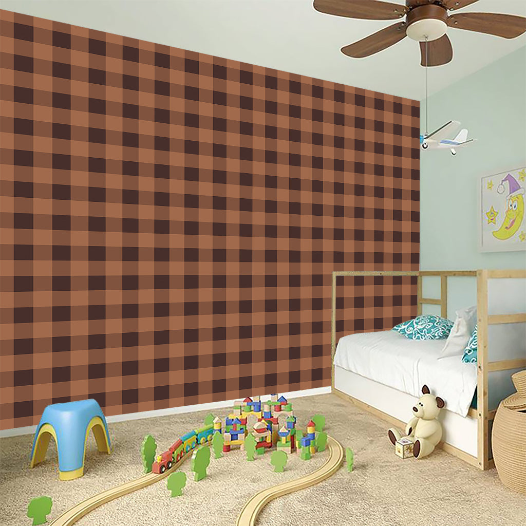 Dark Brown Check Pattern Print Wall Sticker