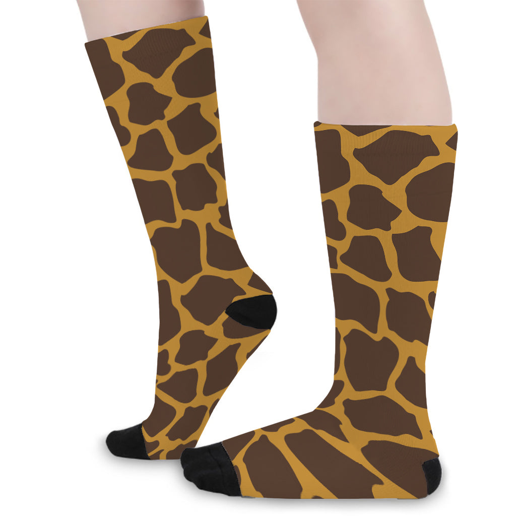 Dark Brown Cow Print Long Socks