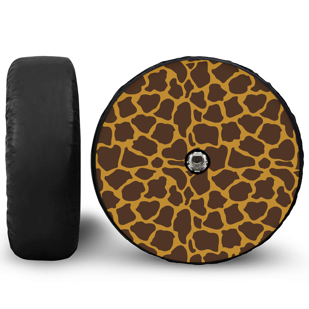 Dark Brown Cow Print Tire Cover With Camera Hole