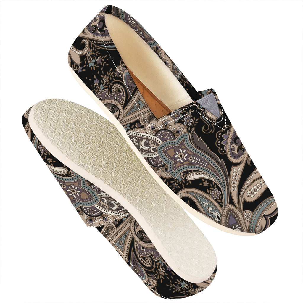 Dark Brown Paisley Pattern Print Casual Shoes