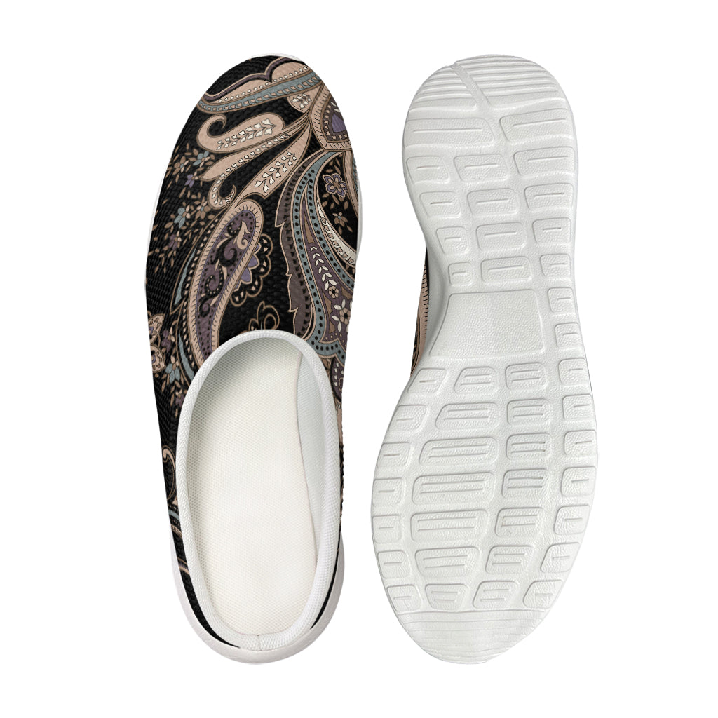 Dark Brown Paisley Pattern Print Mesh Casual Shoes