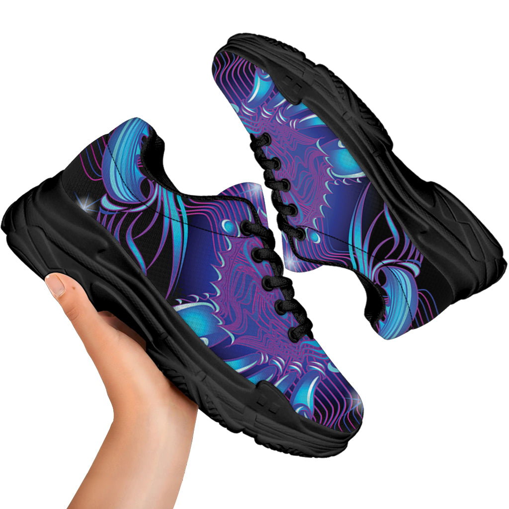 Dark Cancer Zodiac Sign Print Black Chunky Shoes