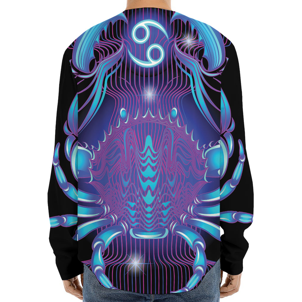 Dark Cancer Zodiac Sign Print Long Sleeve Baseball Jersey