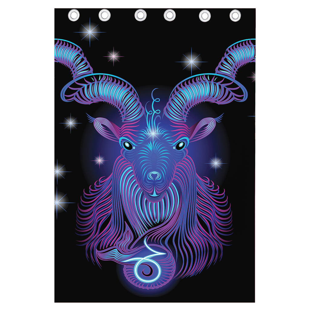 Dark Capricorn Zodiac Sign Print Curtain