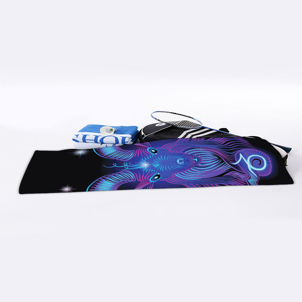 Dark Capricorn Zodiac Sign Print Sports Towel