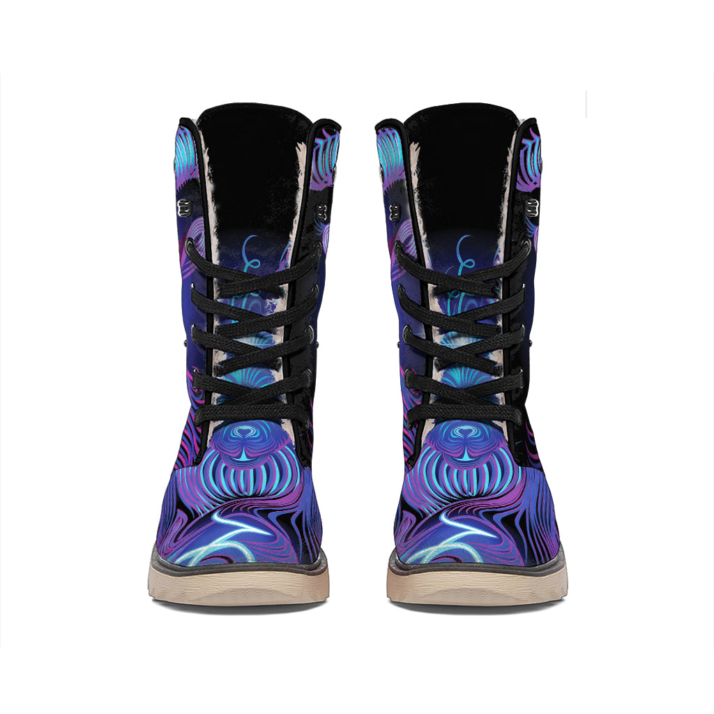 Dark Capricorn Zodiac Sign Print Winter Boots