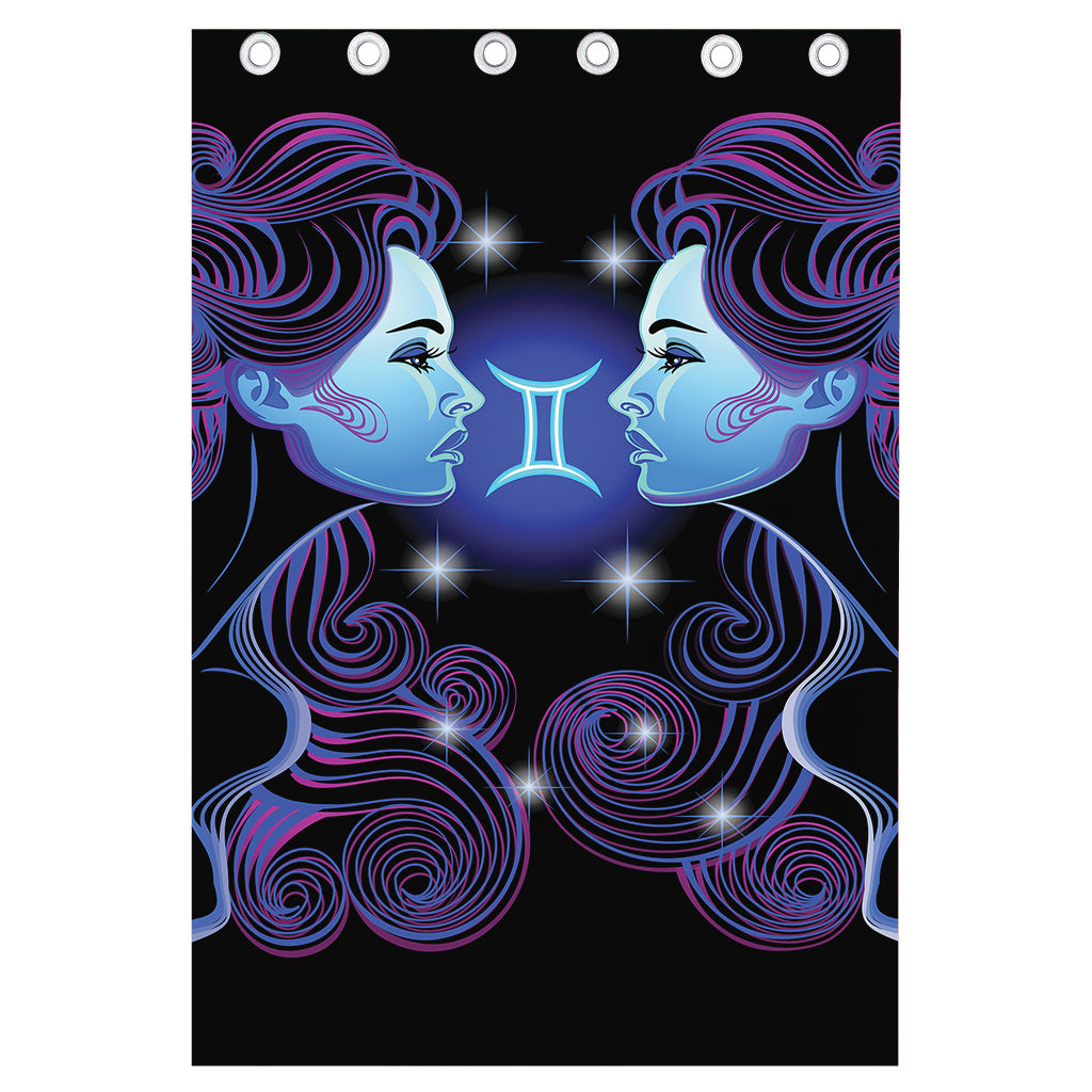 Dark Gemini Zodiac Sign Print Curtain