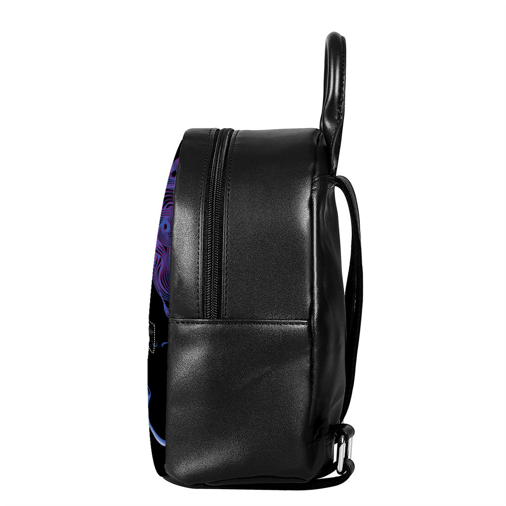 Dark Gemini Zodiac Sign Print Leather Backpack