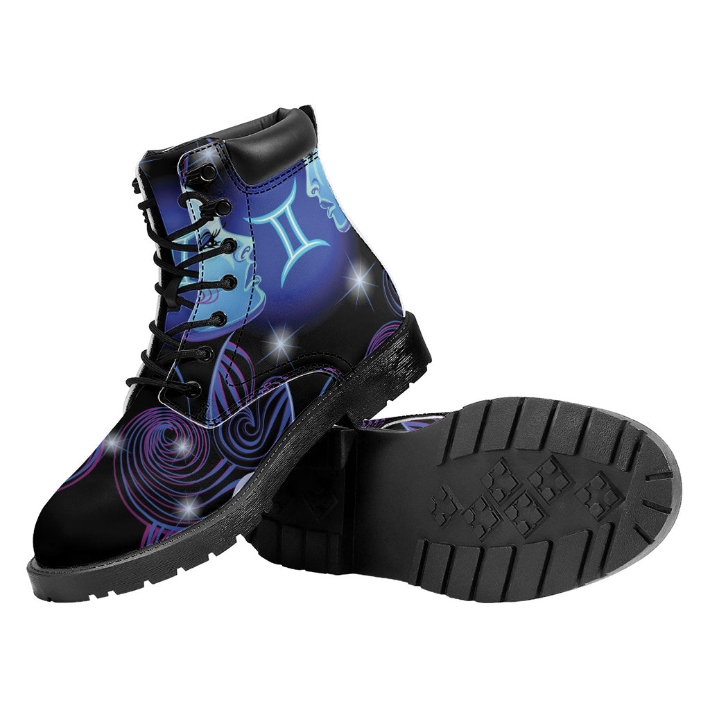 Dark Gemini Zodiac Sign Print Work Boots