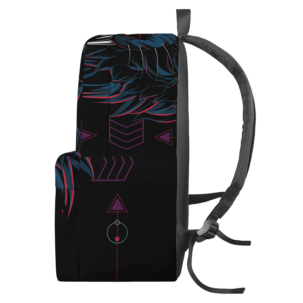 Dark Geometric Wolf Print Backpack