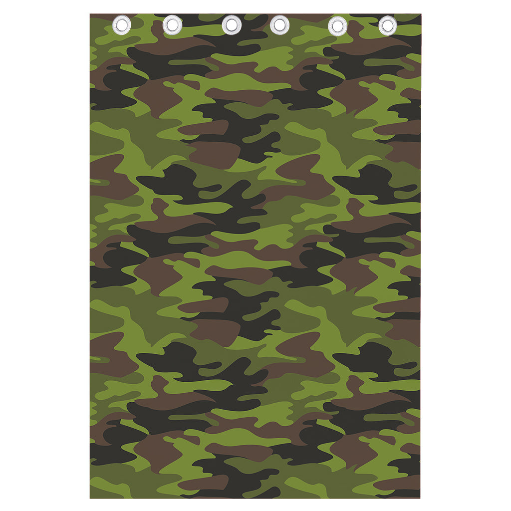 Dark Green And Black Camouflage Print Curtain