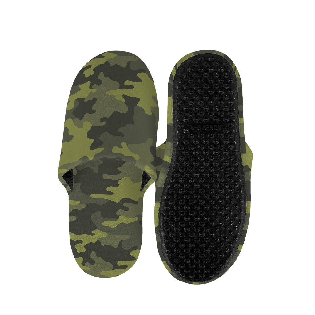Dark Green Camouflage Print Slippers