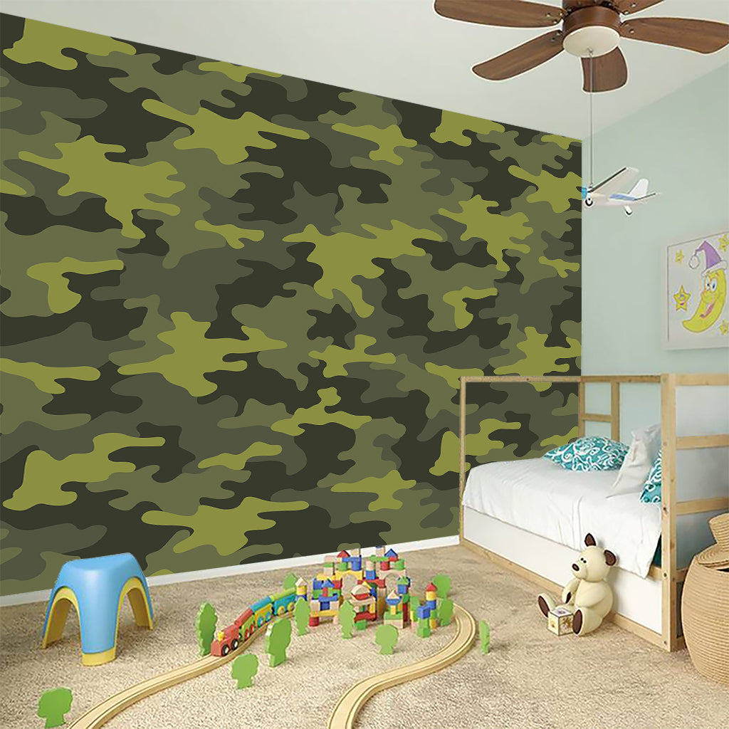 Dark Green Camouflage Print Wall Sticker