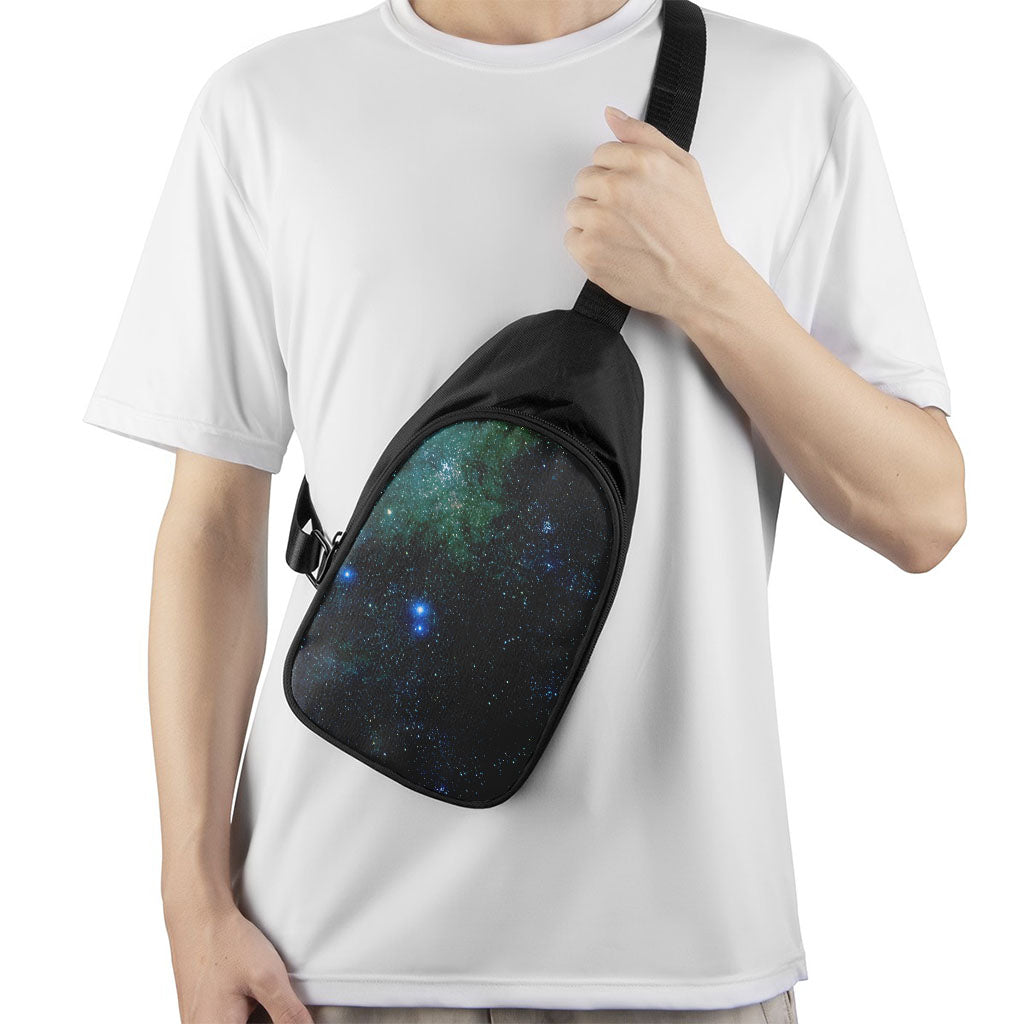 Dark Green Galaxy Space Print Chest Bag