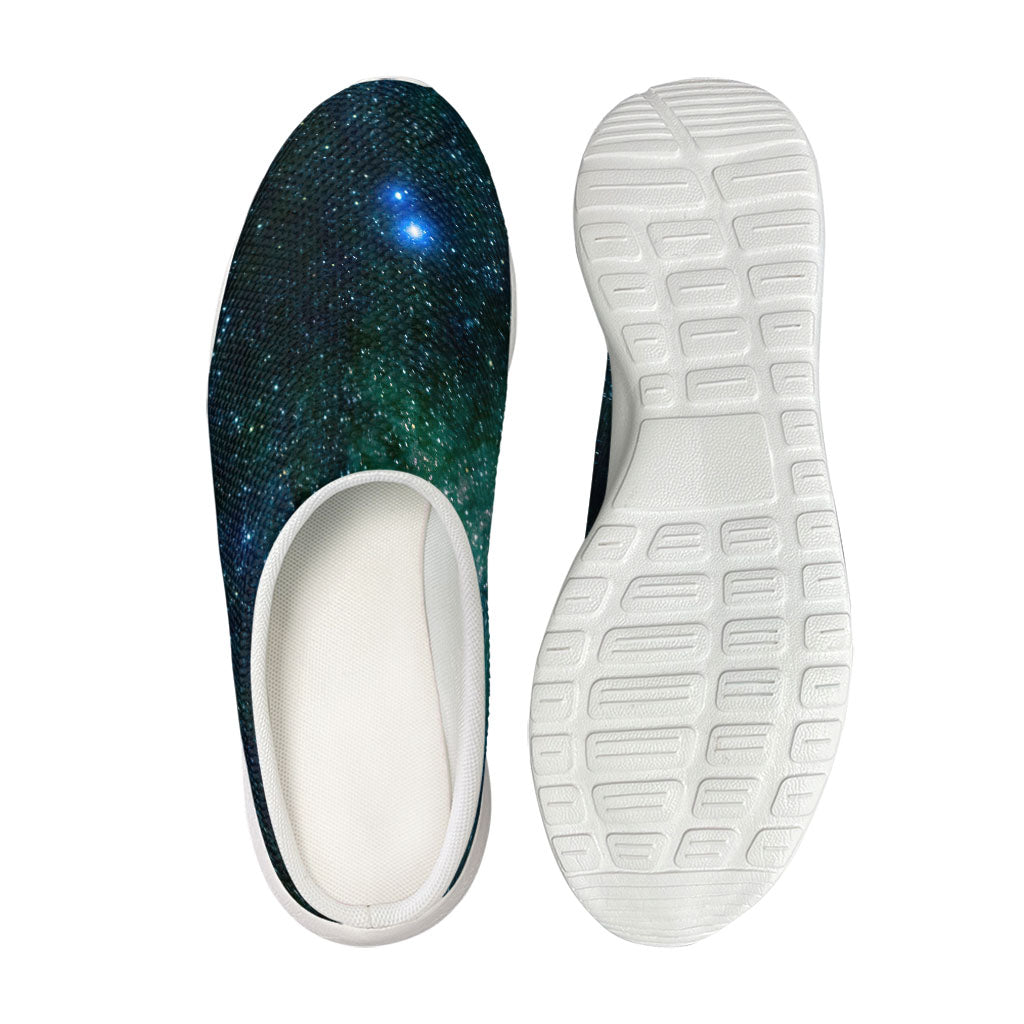 Dark Green Galaxy Space Print Mesh Casual Shoes