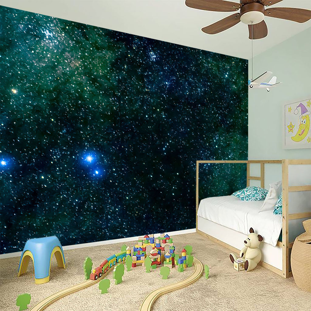 Dark Green Galaxy Space Print Wall Sticker