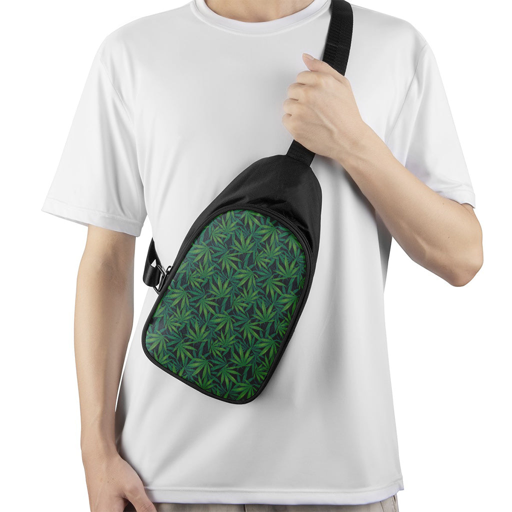 Dark Green Hemp Pattern Print Chest Bag