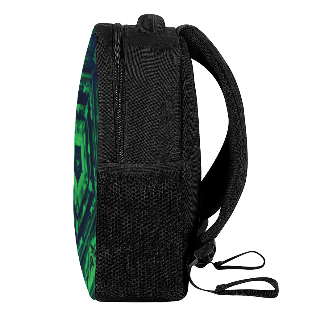 Dark Green Kaleidoscope Print Casual Backpack