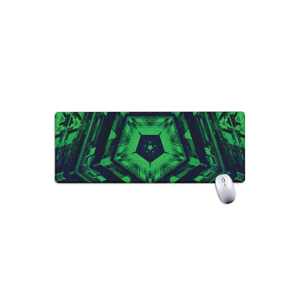 Dark Green Kaleidoscope Print Extended Mouse Pad