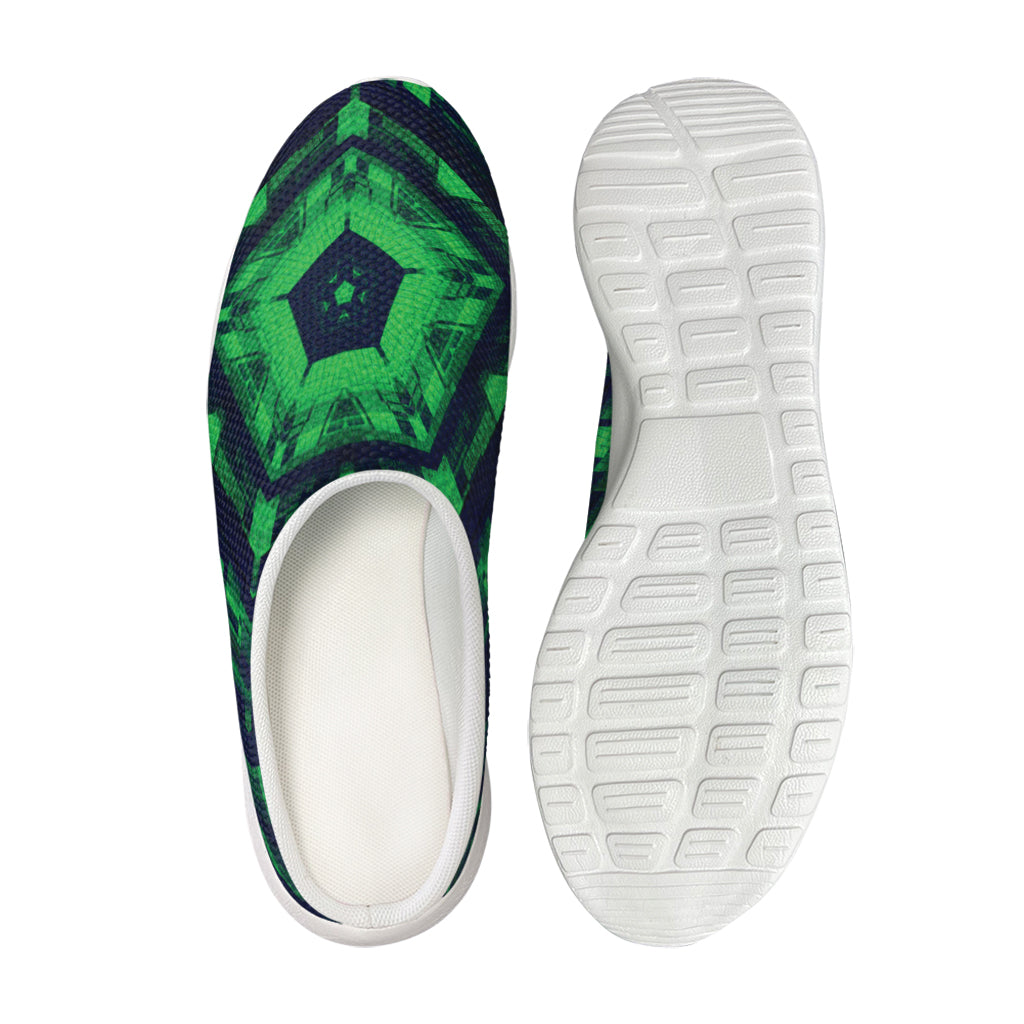 Dark Green Kaleidoscope Print Mesh Casual Shoes
