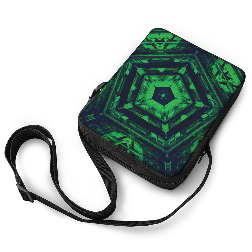 Dark Green Kaleidoscope Print Rectangular Crossbody Bag