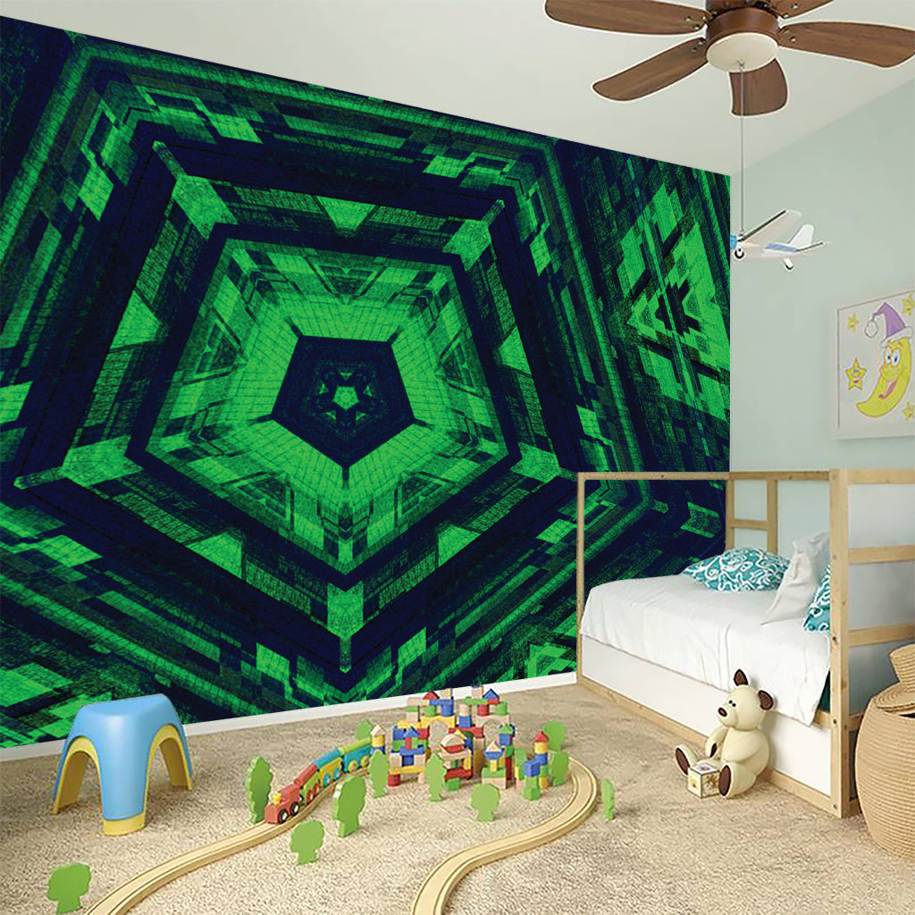 Dark Green Kaleidoscope Print Wall Sticker