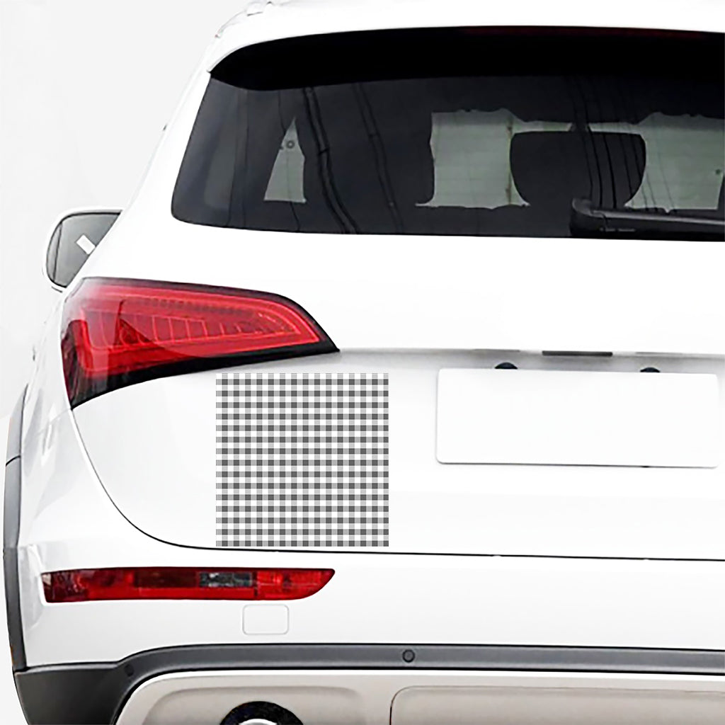 Dark Grey And White Gingham Print Car Sticker