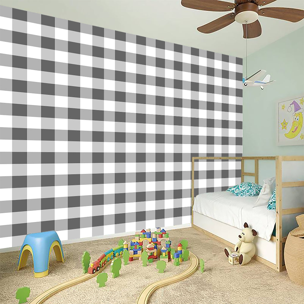 Dark Grey And White Gingham Print Wall Sticker