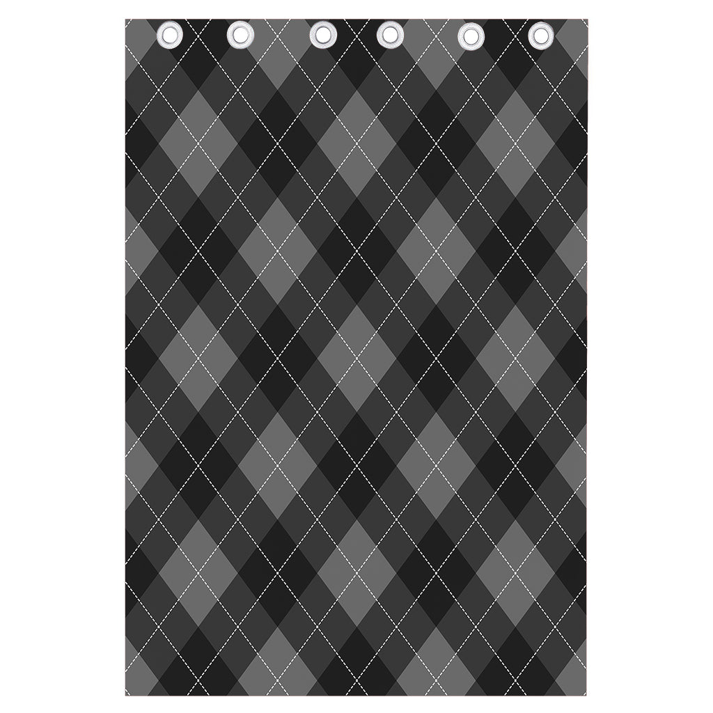 Dark Grey Argyle Pattern Print Curtain