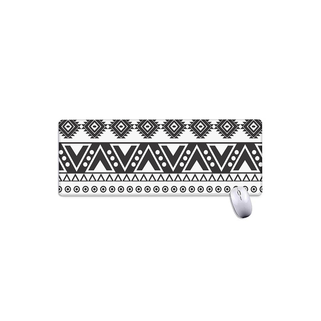 Dark Grey Aztec Pattern Print Extended Mouse Pad