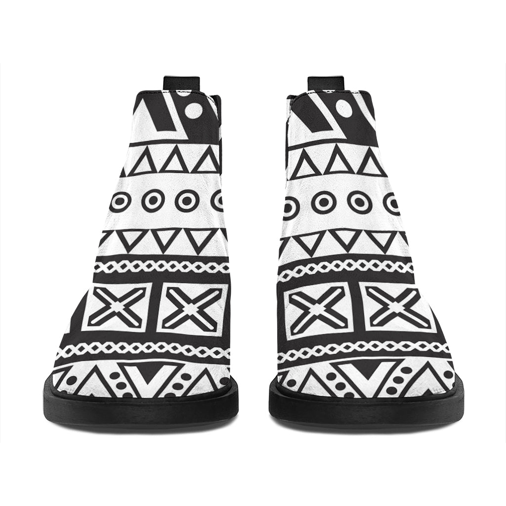 Dark Grey Aztec Pattern Print Flat Ankle Boots
