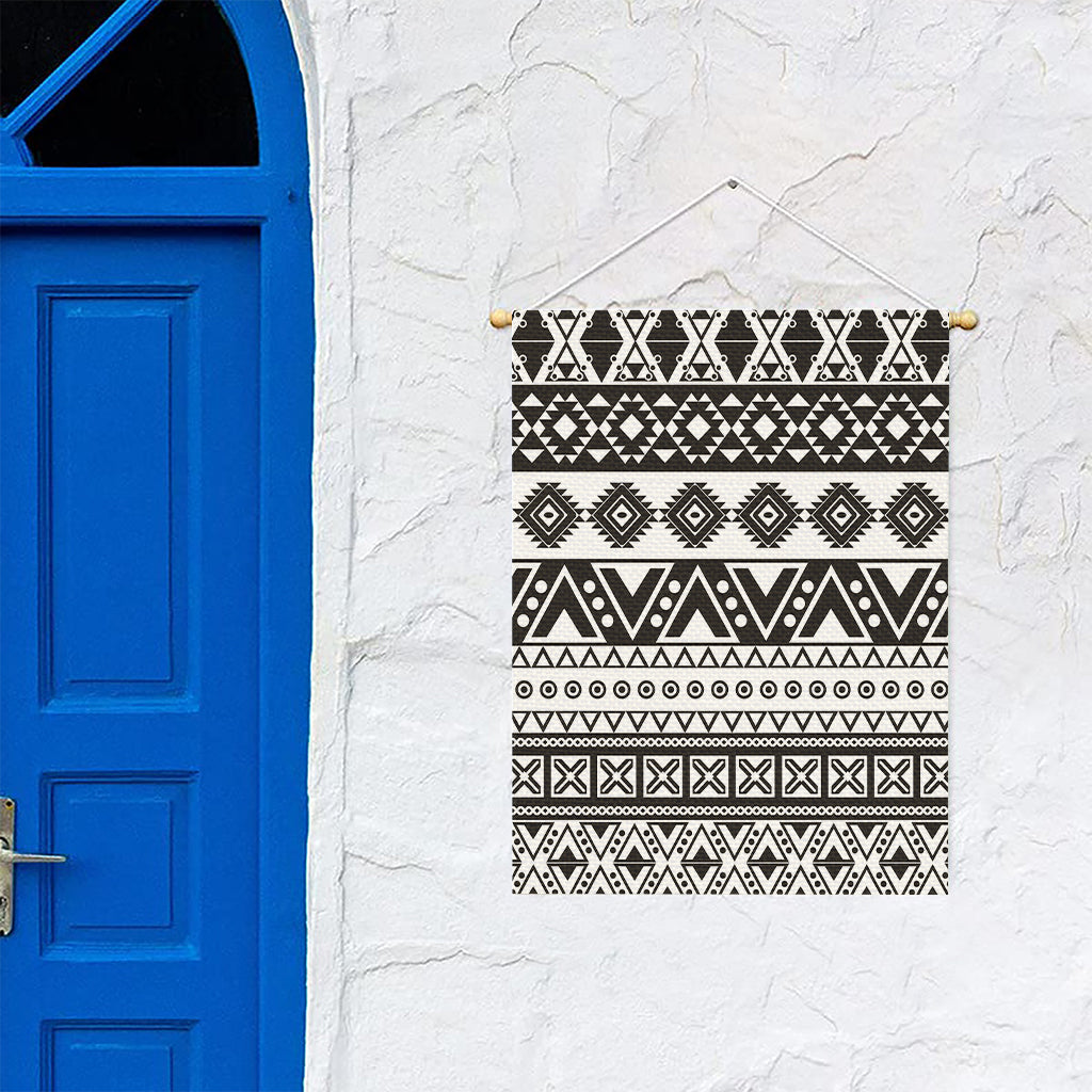 Dark Grey Aztec Pattern Print Garden Flag