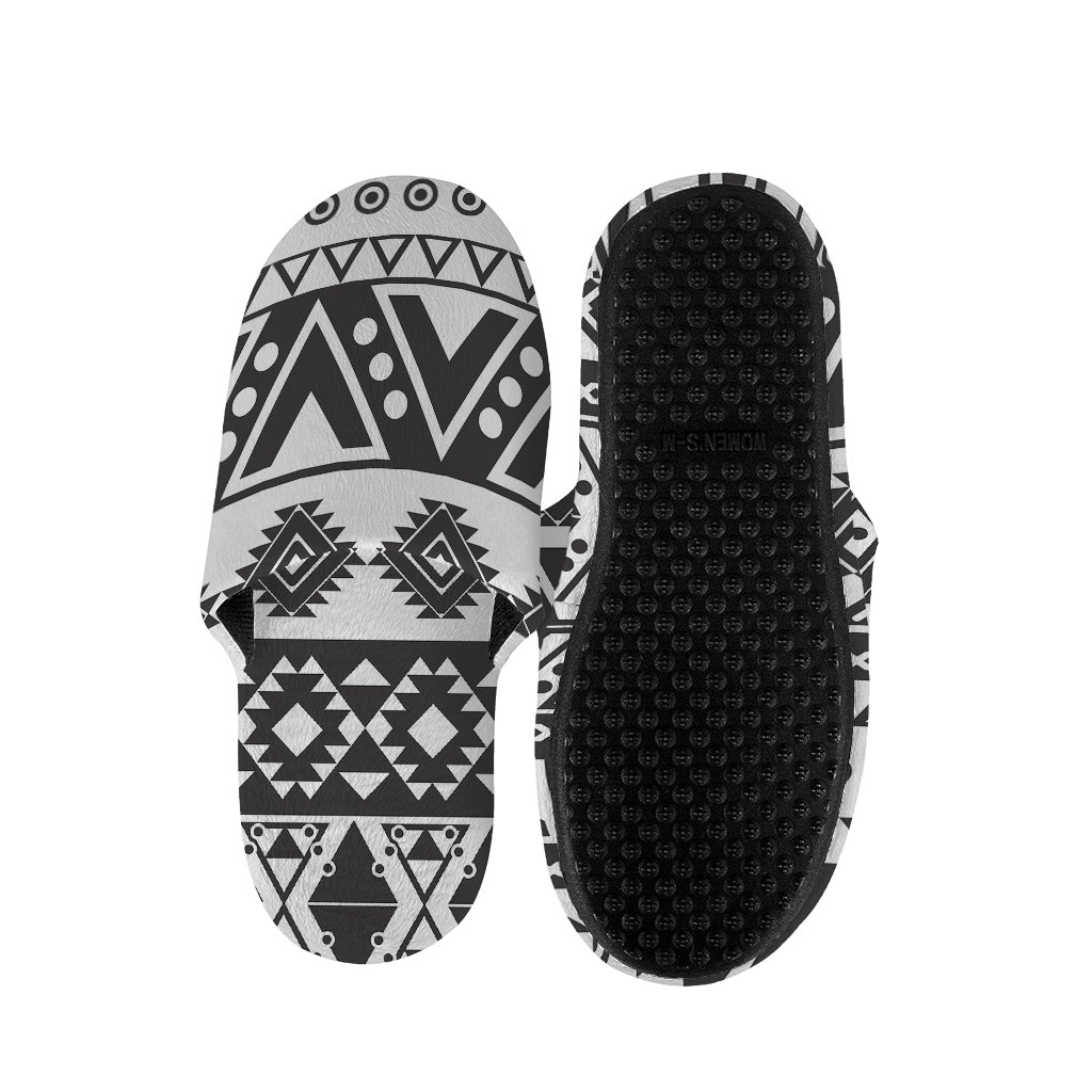 Dark Grey Aztec Pattern Print Slippers