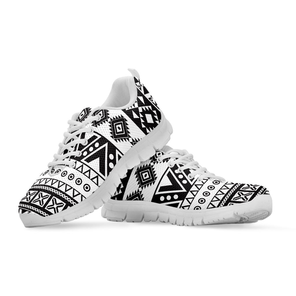 Dark Grey Aztec Pattern Print White Running Shoes