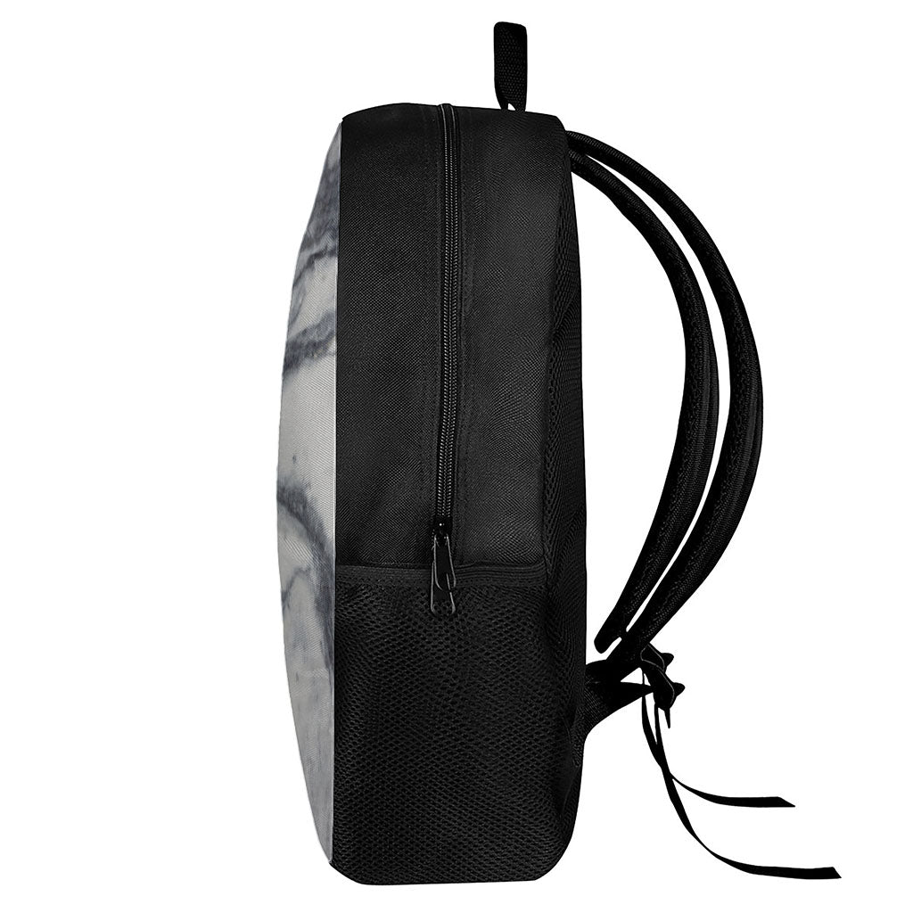 Dark Grey White Marble Print 17 Inch Backpack