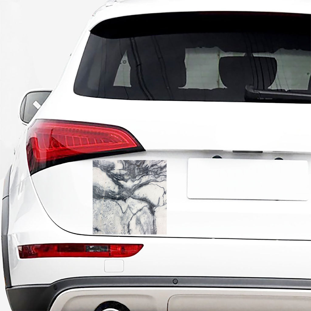 Dark Grey White Marble Print Car Sticker
