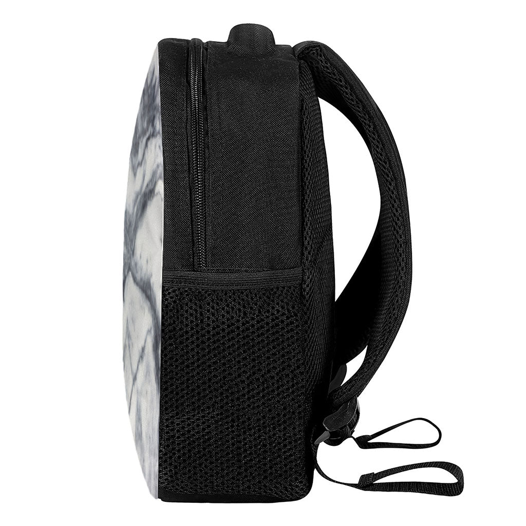 Dark Grey White Marble Print Casual Backpack