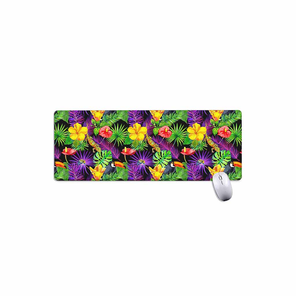 Dark Hawaiian Tropical Pattern Print Extended Mouse Pad