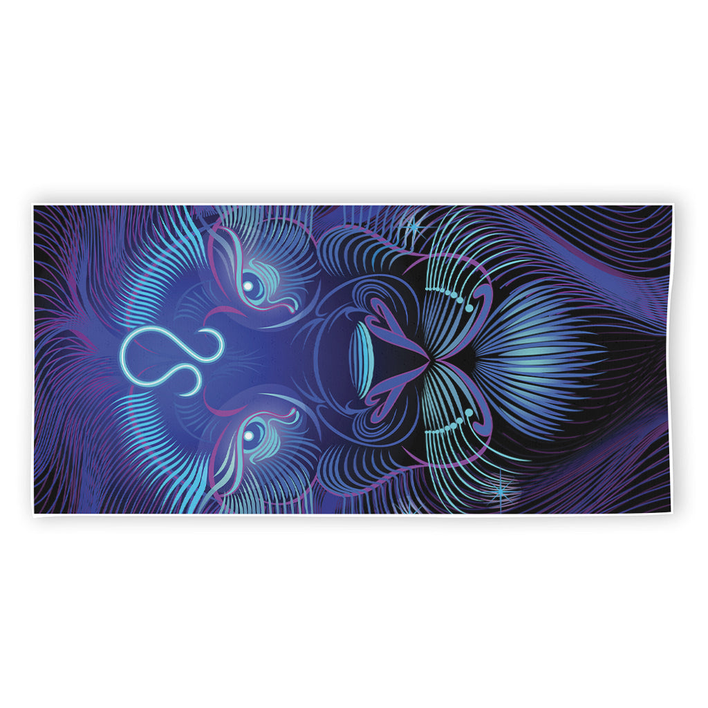 Dark Leo Zodiac Sign Print Beach Towel