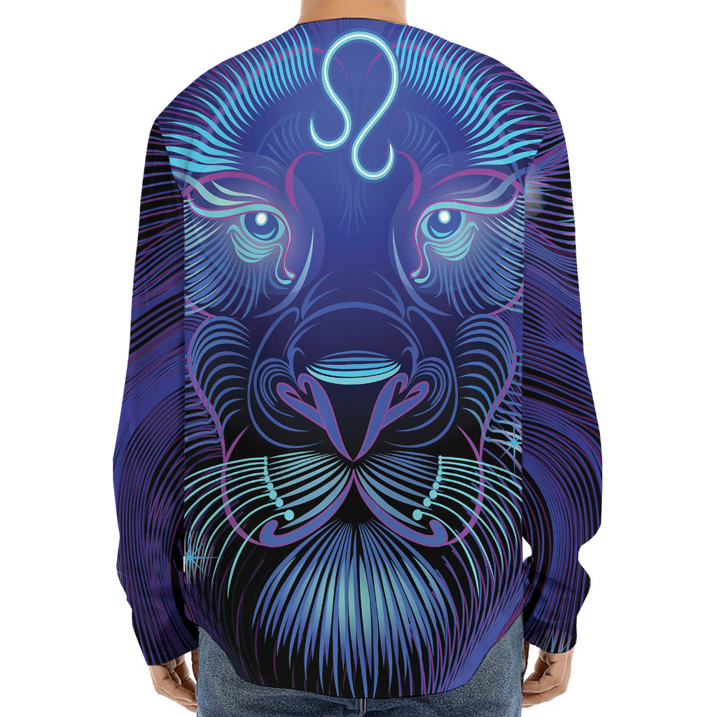 Dark Leo Zodiac Sign Print Long Sleeve Baseball Jersey