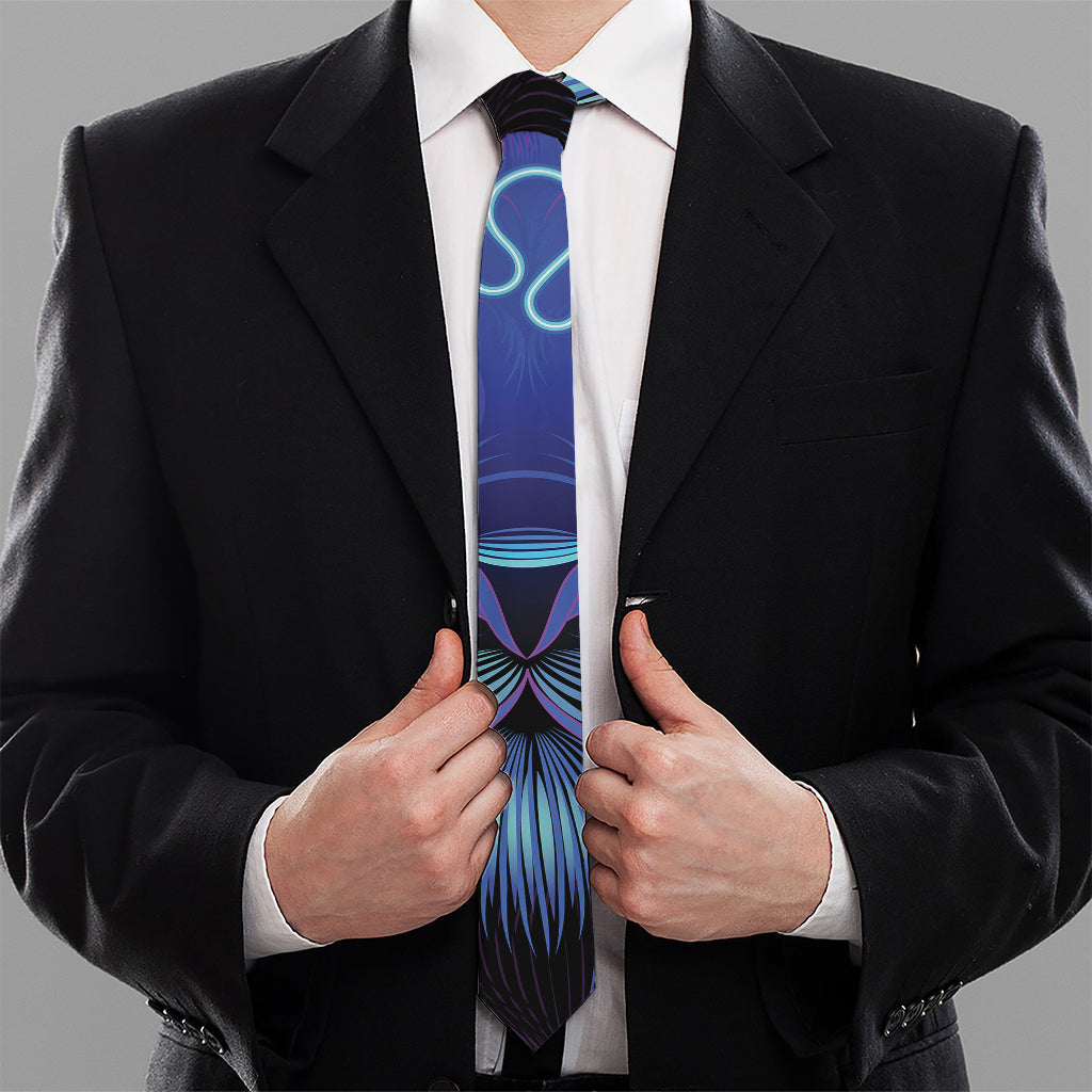 Dark Leo Zodiac Sign Print Necktie