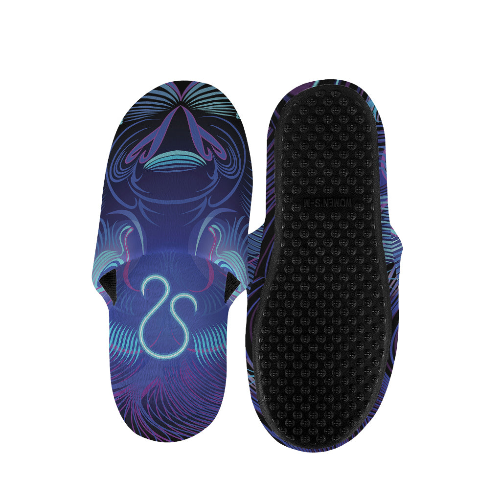 Dark Leo Zodiac Sign Print Slippers