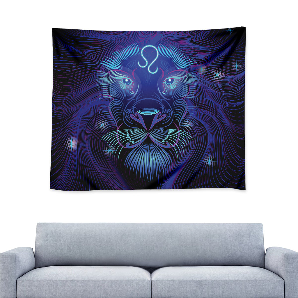 Dark Leo Zodiac Sign Print Tapestry