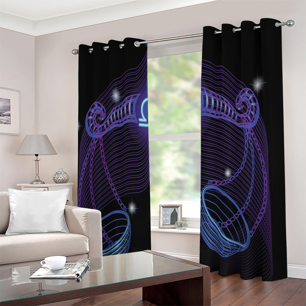 Dark Libra Zodiac Sign Print Extra Wide Grommet Curtains