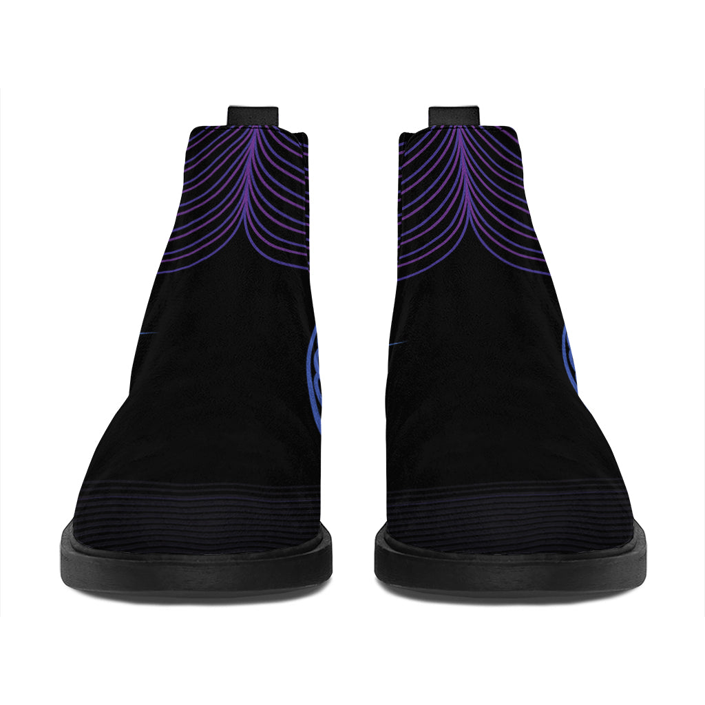 Dark Libra Zodiac Sign Print Flat Ankle Boots